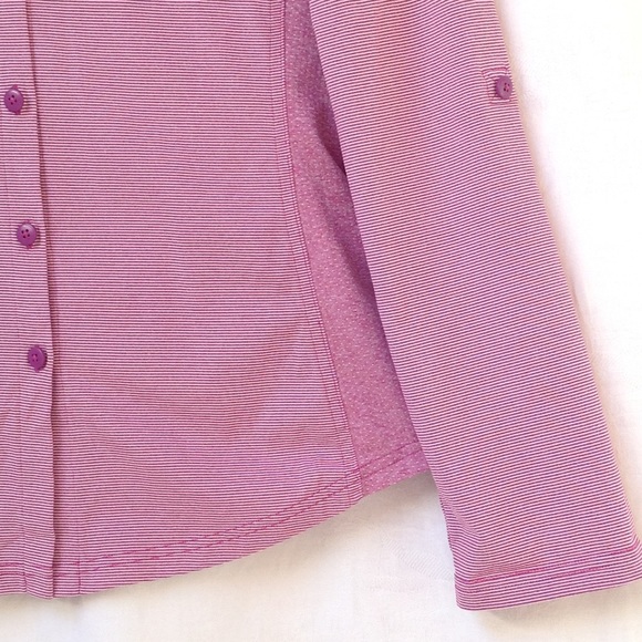 Prana Stripes Top Kinley Shirt Women's Medium Collared Long Sleeves Button Front - Picture 5 of 12